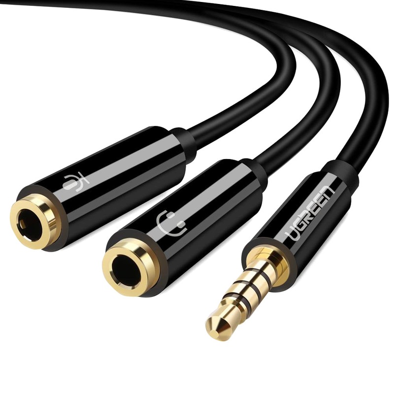 [CLEARANCE] UGREEN 3.5mm Male TRRS to Dual 3.5mm Female Headset and Microphone AUX Audio Cable Splitter Adapter for Smartphones, Tablet, Laptop, Computers, PC – White | 10789