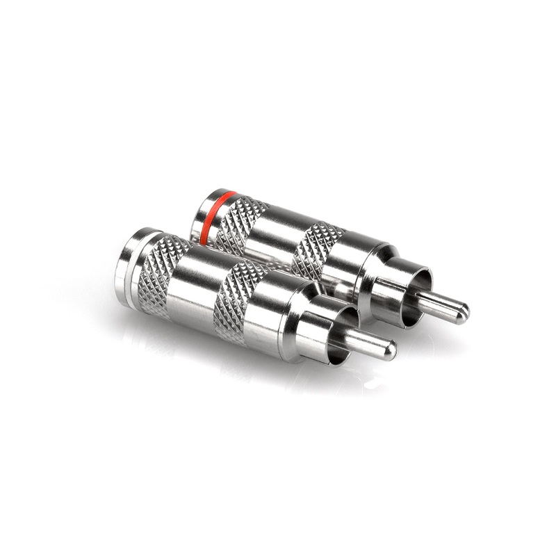 Hosa RCA-025 Color-Coded Red and White RCA Male Connectors Audio Video Plugs Adapters (2 Pieces)