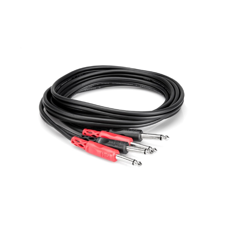 Hosa Technology Two 1/4 Phone Male to Two 1/4 Phone Male Unbalanced Cable (Molded Plugs) – 10′