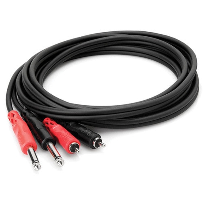 Hosa Technology Two 1/4 Phone Male to Two RCA Male Unbalanced Cable (Molded Plugs) – 3.3′