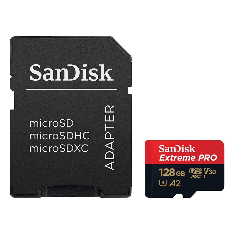 Sandisk Extreme Pro Micro SD Card 128GB UHS-I SDXC Class 10, 200mb/s and 90mb/s Read and Write Speed A2 with Adapter | Model – SDSQXCD-128G-GN6MA