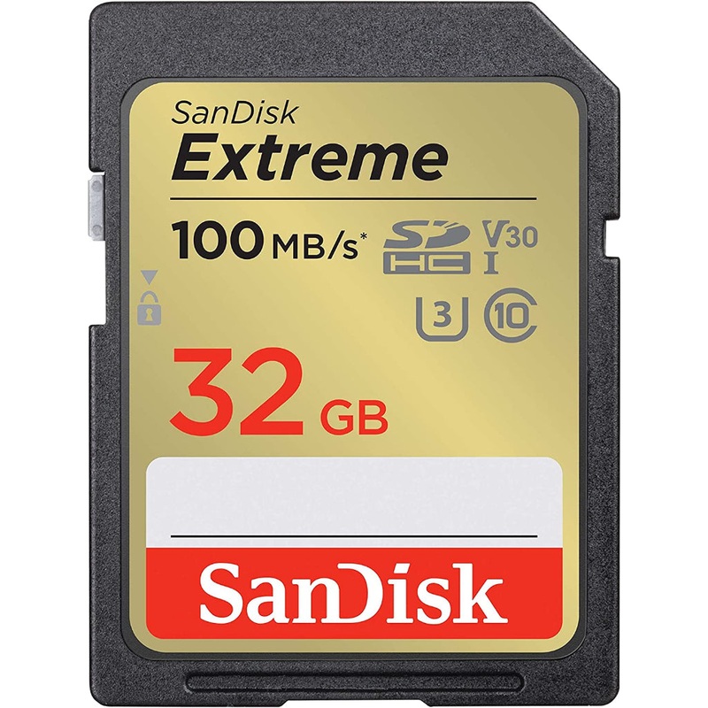 SanDisk Extreme SD Card 32GB UHS-I SDHC Class 10 with 100mb/s Read Speed | Model – SDSDXVT-032G-GNCIN