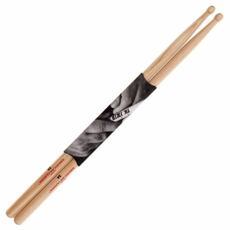 Vic Firth American Classic 3A Hickory Wood Tear Drop Tip Drumsticks (Pair) Drum Sticks for Drums and Percussion