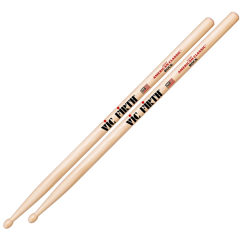Vic Firth ROCKN American Classic Hickory Wood Oval Tip Rock Drumsticks (Pair) Drum Sticks for Drums and Percussion (Wood, Nylon Tip)