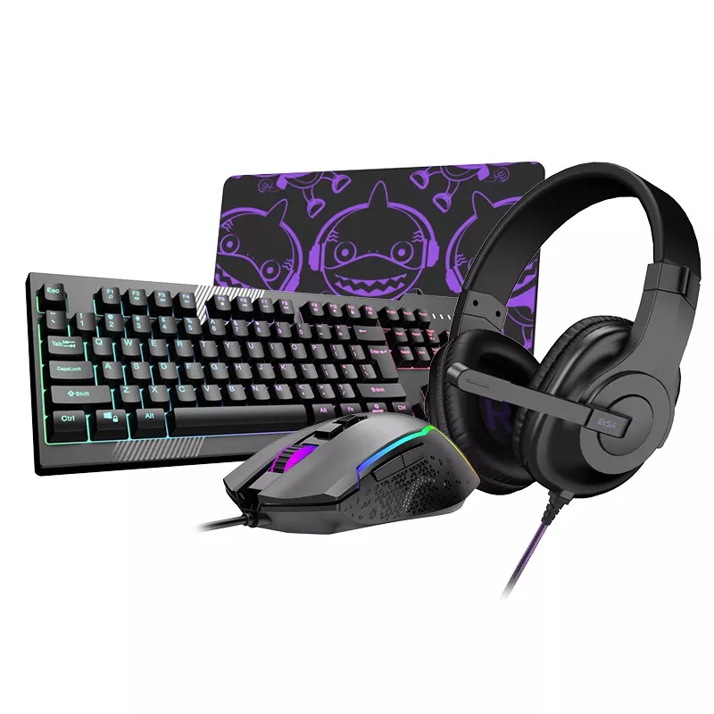 [CLEARANCE] EKSA ET100 Pro Essential Gaming Bundle Accessories RGB Mouse and USB Keyboard with 3.5mm Wired Headset and Mousepad