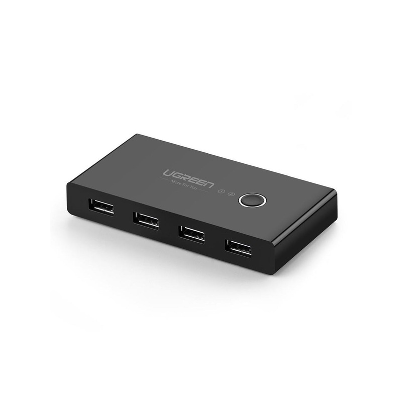 [CLEARANCE] UGREEN 2-In / 4-Out Adapter with 4 USB-Port Switchers with One Button Switch and LED Indicator for Computer Peripherals (USB 3.0) | 20768