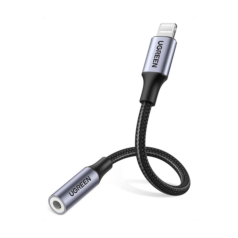 [CLEARANCE] UGREEN Lightning Male to 3.5mm Female 10CM Nylon-Braided Audio AUX Headphone Jack Adapter for Smartphones | 30756