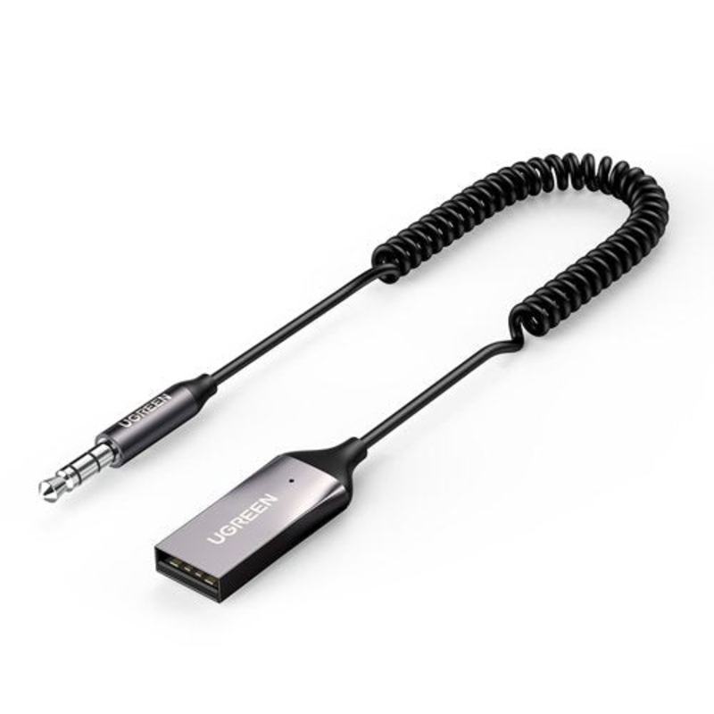[CLEARANCE] UGREEN USB A Male to 3.5mm Jack Audio Bluetooth Receiver with Built-in Microphone 20KHz Aux Adapter for Phone, Car, Tablet (1.2M) (Space Gray)