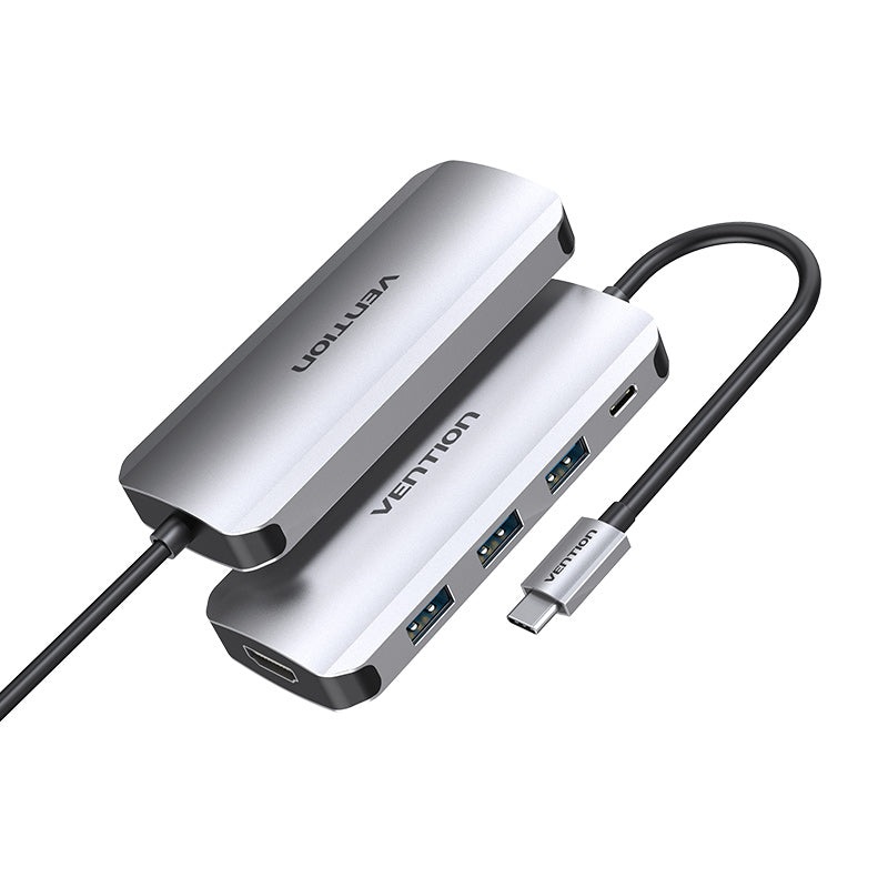 [CLEARANCE] Vention 5 in 1 USB Type C Hub with 4K HDMI Output, 5Gbps USB 3.0 Ports, & Fast Charging USB-C Power Delivery Adapter Dock | THFHB, TODHB