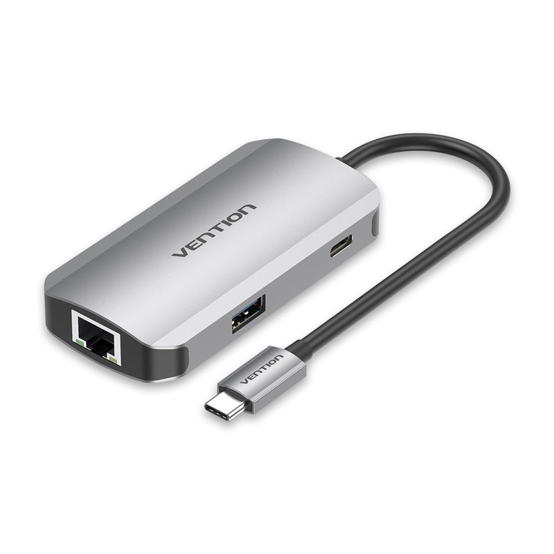 [CLEARANCE] Vention 5 in 1 USB Type C Hub with 5Gbps USB 3.0 Ports, 1000Mbps RJ45 Gigabit Ethernet Network Port, & Fast Charging USB-C Power Delivery Adapter Dock | TNFHB