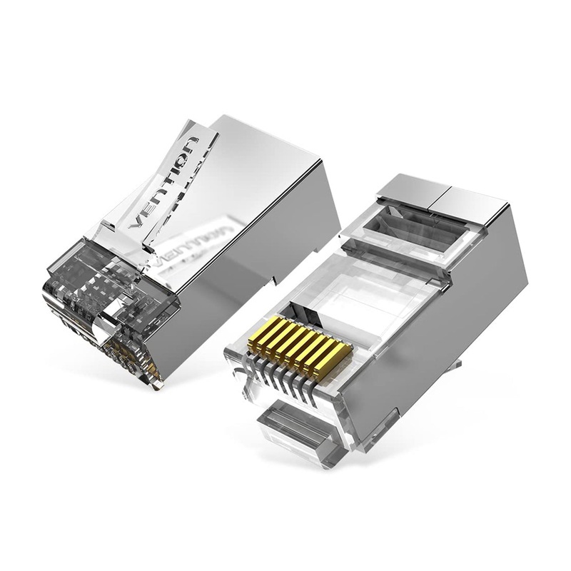 [CLEARANCE] Vention CAT5E UTP RJ45 Transparent Modular Gold-Plated Wire Plug Connector 100Mbps Transmission Speed (100 Pieces) | IDBR0