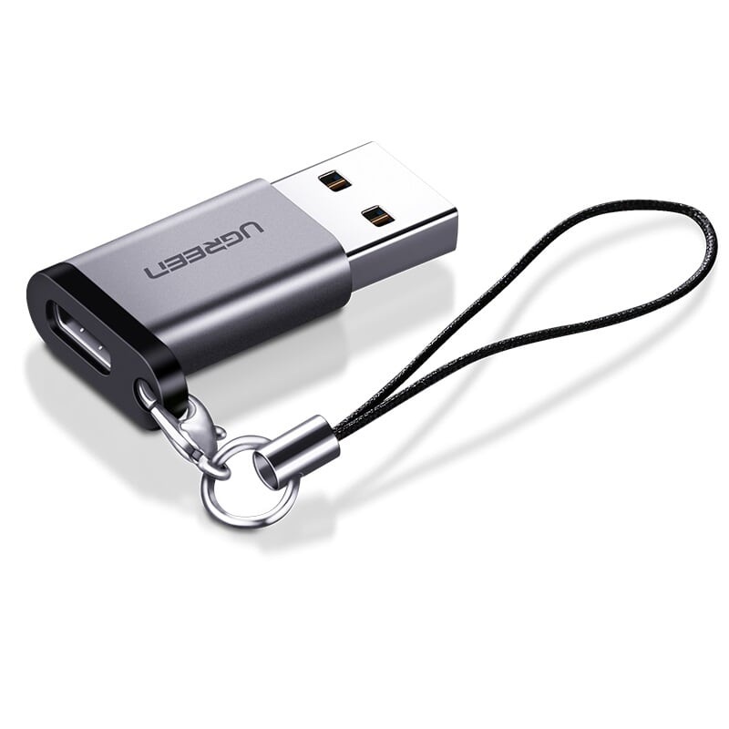 UGREEN Type C Female to USB A 3.0 Male Adapter Plug with Lanyard and Keychain Loop for PC and Mobile | 50533
