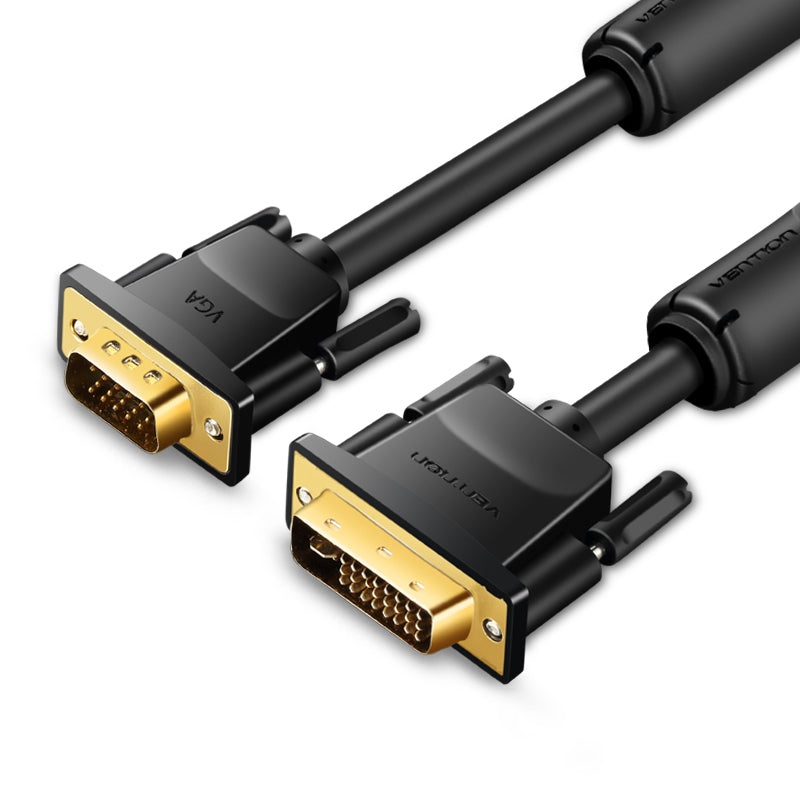 Vention DVI-I (24+5) to VGA Male to Male Cable with Double Magnetic Anti Interference Ring and 1080P Full HD Support for PC (1M, 1.5M, 2M, 3M, 5M) | EACB