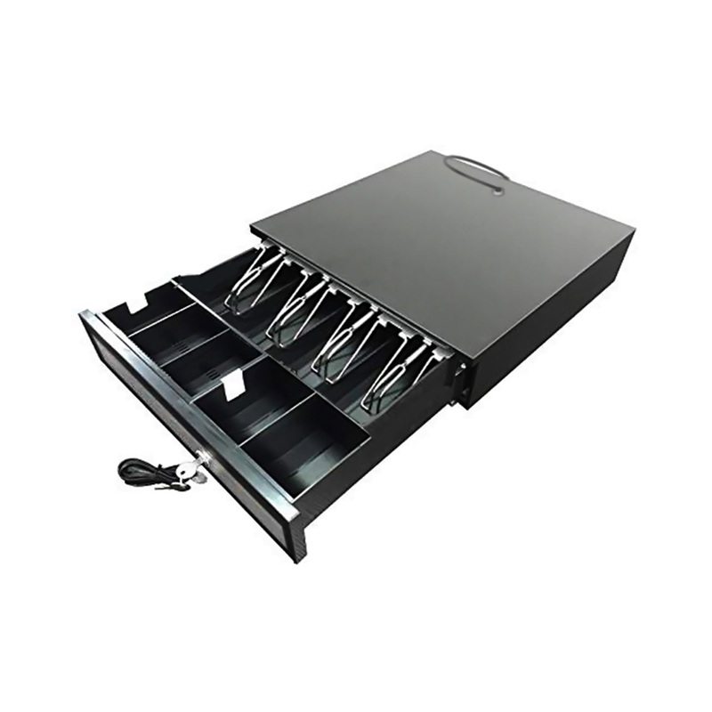 [CLEARANCE] LogicOwl OJ-335C Heavy Duty Stainless Front Cash Drawer for POS System with 4 Bill & 5 Coin Slot Detachable Register, 2 Metal Key Locks, RJ11 Cable