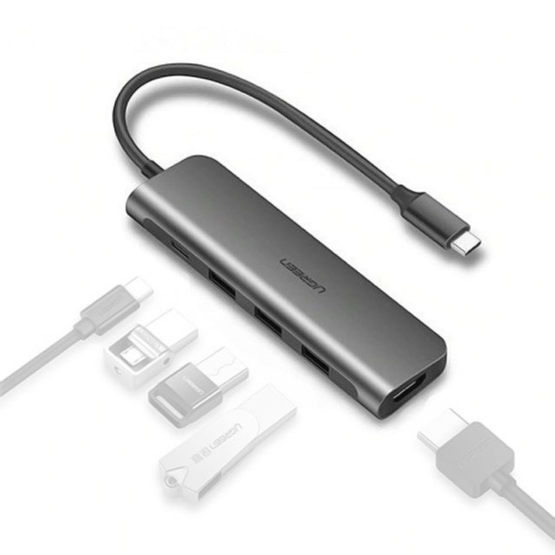 [CLEARANCE] UGREEN 6-in-1 Hub USB-C to USB 3.0, HDMI, 3.5mm AUX Multifunction Adapter with PD Power Converter | 80132