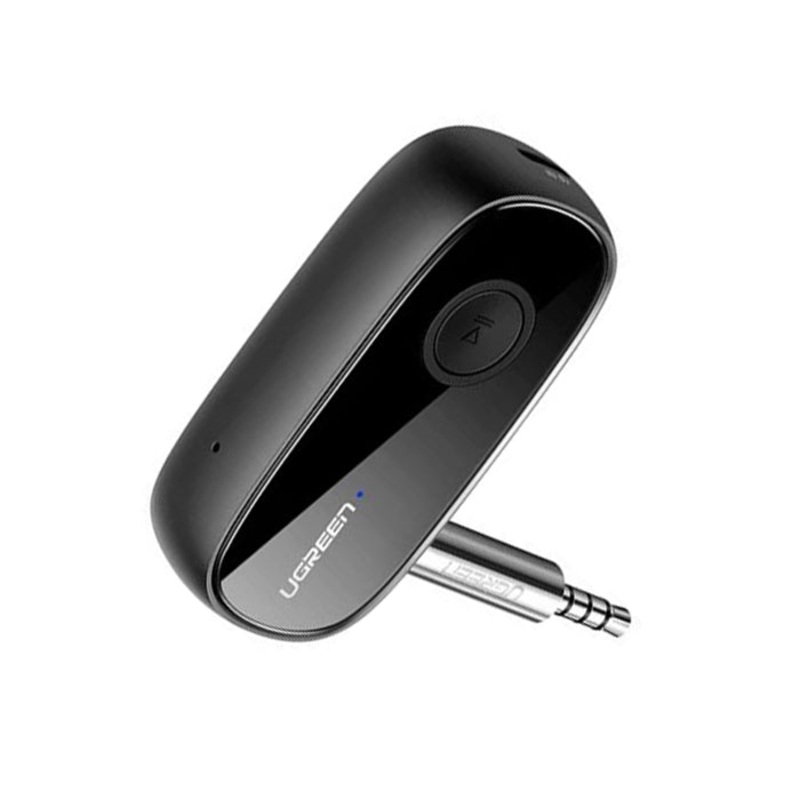 [CLEARANCE] UGREEN AUX 3.5mm Portable Wireless Audio Adapter HQ 20KHz 5.0 Receiver with Microphone and Micro USB supply 200mAh for Car and Speakers (Black) | 70304