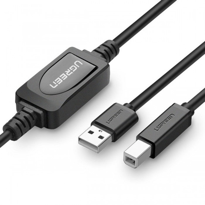 [CLEARANCE] UGREEN USB 2.0 A Male to B Male Active Printer Cable 480Mbps with Built-in Amplifier Extender for TV, Projector, Monitor (15M) | 10362
