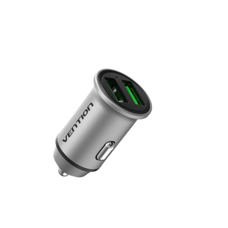 [CLEARANCE] Vention USB Dual Port Car Quick Charger QC4.0 QC3.0 Type-C Aluminum Alloy for Phone, Tablet, Dashcam (18W / 20W) | FFFH0