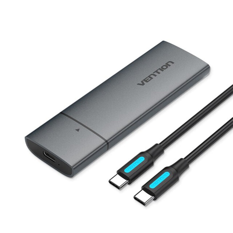 [CLEARANCE] Vention USB3.1 Gen 2-C M.2 NVME SSD Enclosure 10Gbps Nickel-plated Hard Drive Aluminum Alloy Type Compatible with Multiple Systems for 2230/2242/2260/2280 (Gray) | KPGH0