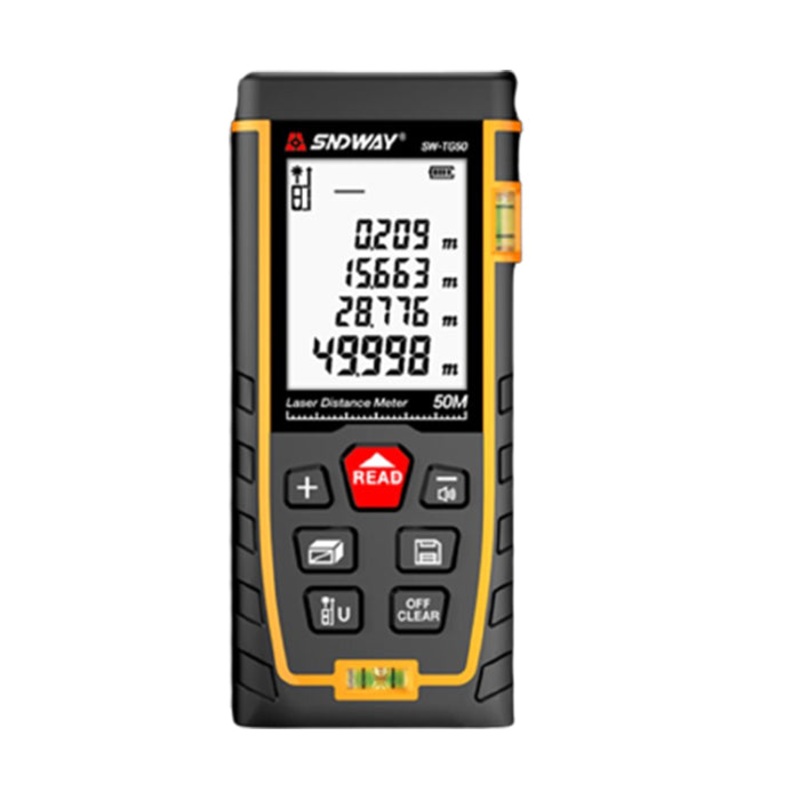 Sndway SW-TG50 Laser Rangefinder 165ft/50m Precise Digital Distance Meter with 4-Line Segment LCD Display, Non-Beam Hazard Class 2 Laser, IP54 Rating Water-Resistant | Measuring Tool