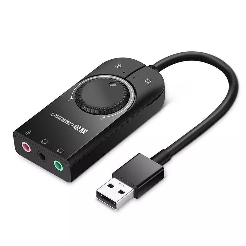 UGREEN USB External Stereo Sound Adapter Card with Built-In 3.5 Audio Jack 4-Pin Combo Port and Volume Controls | 40964