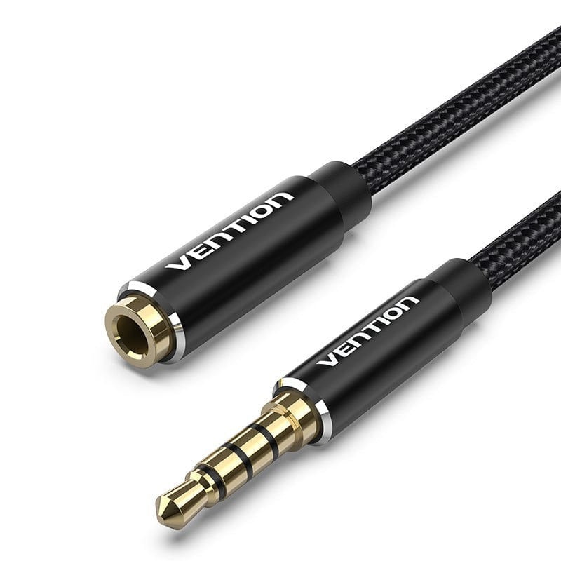 Vention TRRS 3.5mm Male to Female Audio Extension Cable Blue Aluminum Alloy Type Cotton Braided for Speaker, laptop, MP3, DVD, TV | BHCLH