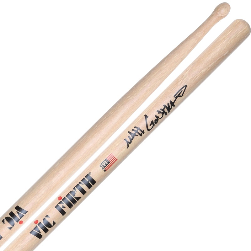 Vic Firth SGAR Matt Garstka Signature Lacquer Hickory Blended Tip Drumsticks with Medium Taper for Drums and Cymbals
