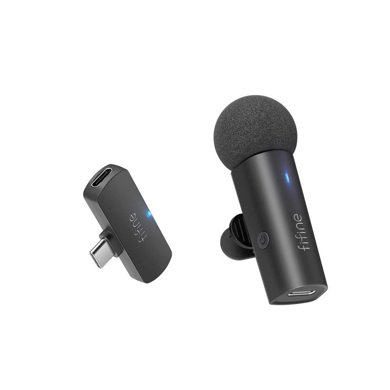 [CLEARANCE] Fifine M6 2.4GHz Wireless Lavalier Lapel Microphone System with Clip and USB Type C Receiver for Smartphones and Vlogging