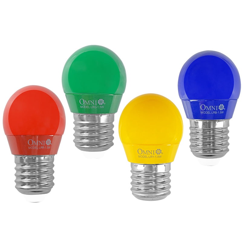 [CLEARANCE] OMNI LED Colored Round Bulb 1.5W 220V E27 Base with 20,000 Hours Operation, SMD LED, Energy Saving for Home Lightning (Green) | LRG-1.5W 220V