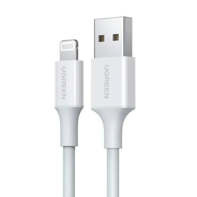 [CLEARANCE] UGREEN 2-Meters USB-A Male to Lightning Male Nickel Plated ABS Shell Sync and Charging Cable with 480Mbps Fast Transfer (2M) (White) | 20730