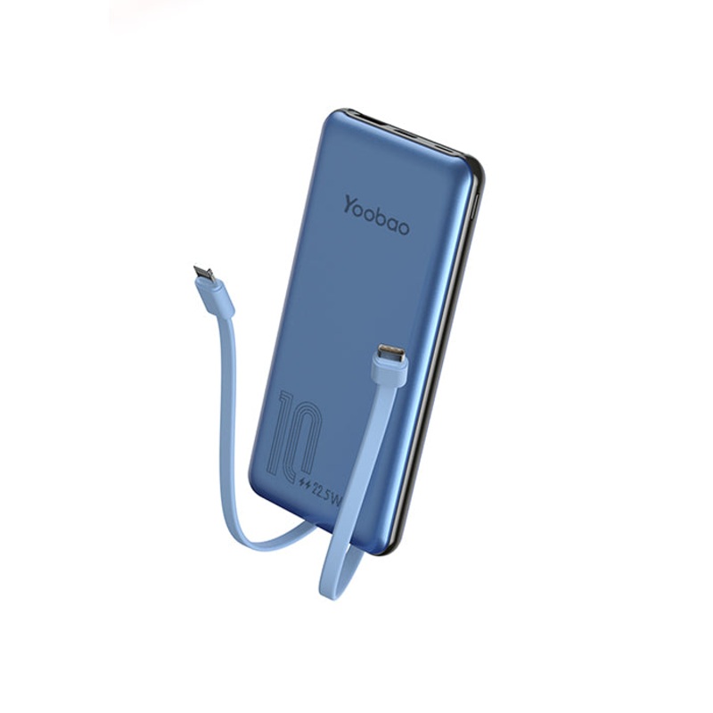[CLEARANCE] Yoobao LC2 10000mAh Powerbank PD20W Power Delivery Quick Charge with Built-in Two-Way Type C and Lightning Cable (Black)