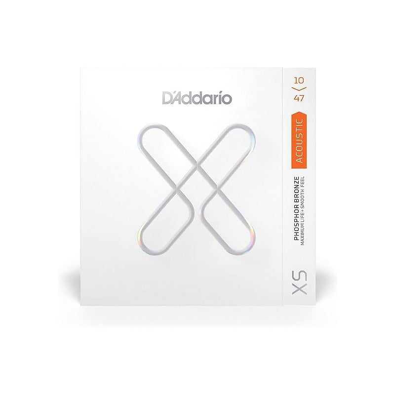 D’Addario XS Phosphor Bronze Coated Extra Light / Custom Light Acoustic Guitar Strings Set (.010-.047, .011-.052) | XSAPB1047, XSAPB1152
