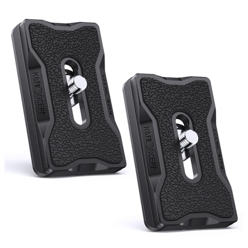 K&F Concept 2-Pack QR Quick Release Aluminum Alloy Mounting Plate with 1/4 Screw and Rubberized Surface for Arca Swiss Camera Tripod Ball Head | KF31-030 KF31-031