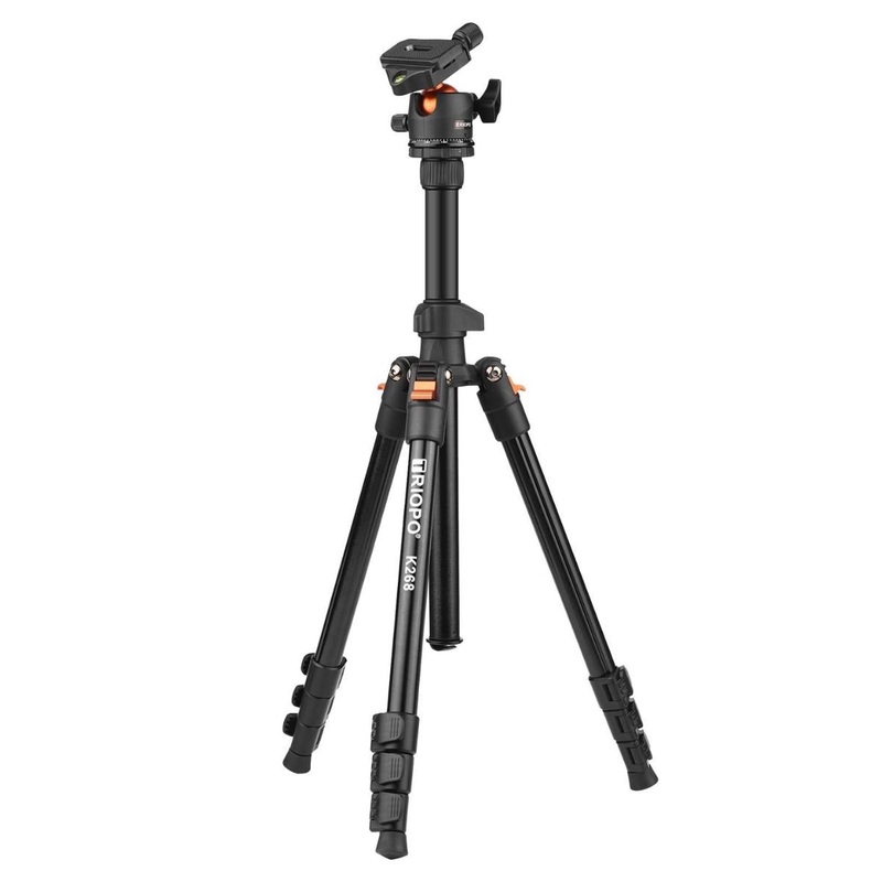 Triopo K268 Portable Camera Tripod Stand with 10kg Load Capacity, 360 Degree Panoramic Ball Head, 2-Angle Adjustment