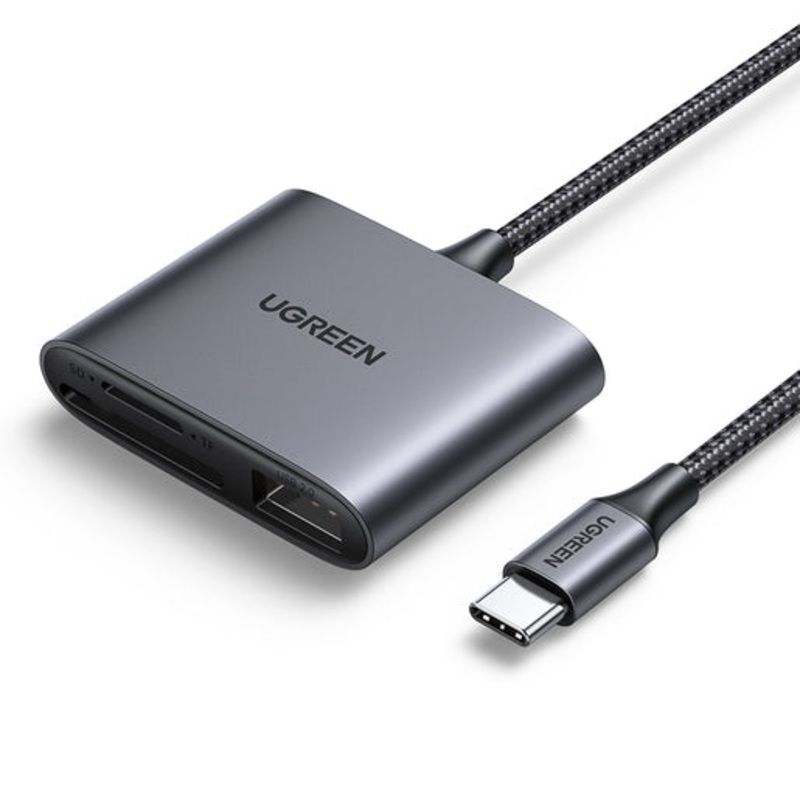 UGREEN SD MicroSD to USB-C Card Reader with USB 2.0 Port 480 Mbps File Transfer Speed for PC Laptop Computers | 80798