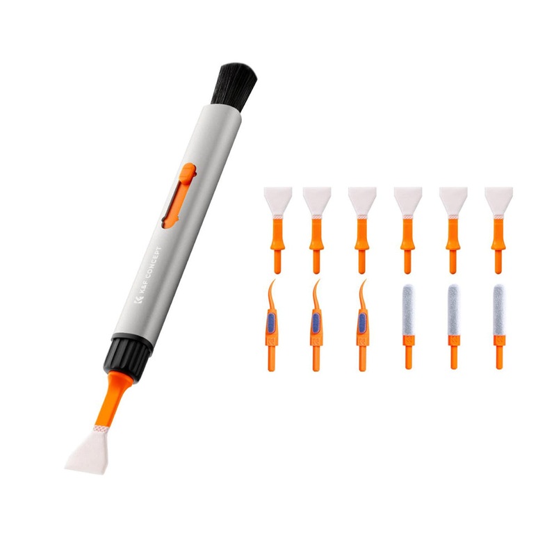 [CLEARANCE] K&F Concept 5-in-1 Multifunction Cleaning Pen Set with APS-C Cleaning Swab, Flocking Sponge, Culler, Carbon Head and Brush for Cameras and Earphones | SKU-1975