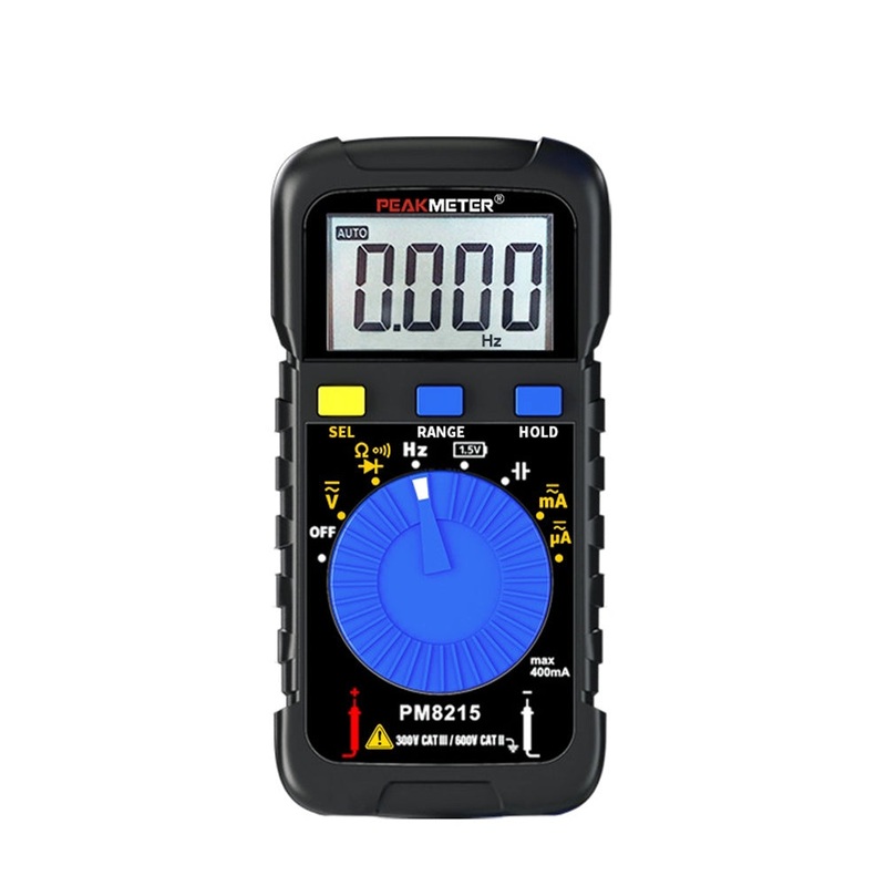 [CLEARANCE] PeakMeter PM8215 Handheld Portable Digital Multimeter with HD LCD Display, AC/DC 600V 400mA Buzzer, Auto Range & Power Off Function, Continuity Diode Test