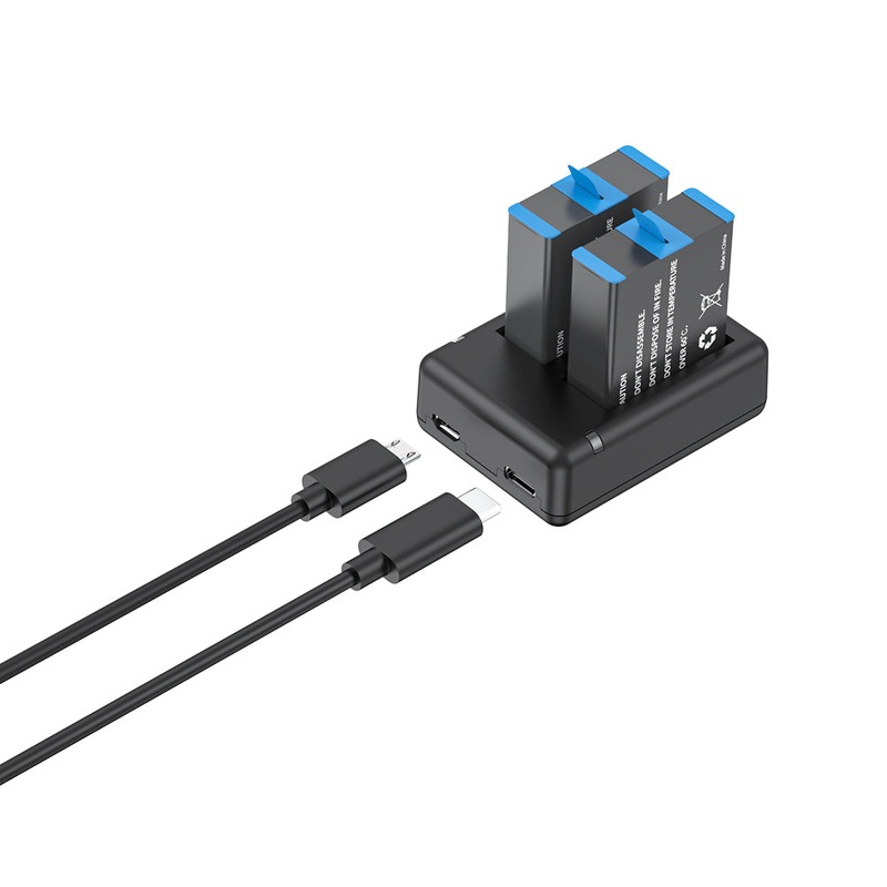 [CLEARANCE] RAVPower Savior Series 2-Pack 1730mAh Li-Ion Camera Batteries and USB Battery Charger Set and with Type-C & MicroUSB Charging Ports for GoPro HERO 11 / HERO 10 / HERO 9 Action Cameras | RP-BC1003