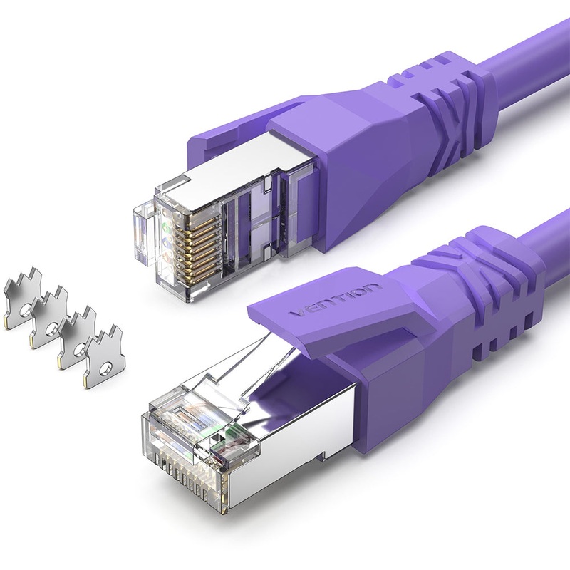 [CLEARANCE] Vention CAT6A RJ45 Ethernet Network SFTP Flexible Patch Cable with Up To 1000Mbps Transmission Speed for Home and Industrial Networking (Purple)(25M) | IBMVS