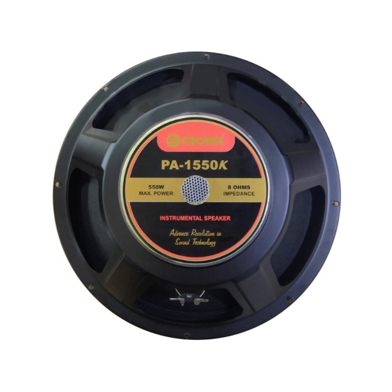 Crown 500-550W 15 Professional Instrumental Sound Audio Speaker with 35Hz-8kHz Frequency Response, 60.5mm Voice Coil, 99dB Sensitivity Level, Max 8 Ohms Impedance (PA-1550K)
