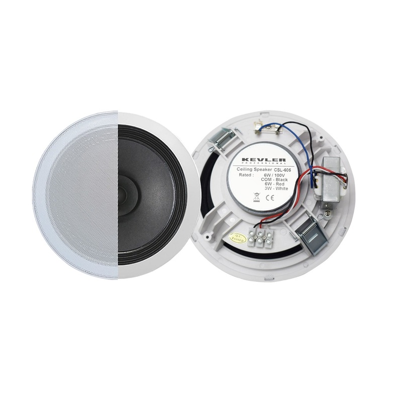 KEVLER CSL-605 6 Full Range Frameless Ceiling Speaker with Grille, 100Hz to 16KHz Frequency Response and 93dB Sensitivity Level, 7.2Ohms Impedance and 100V TAP Function