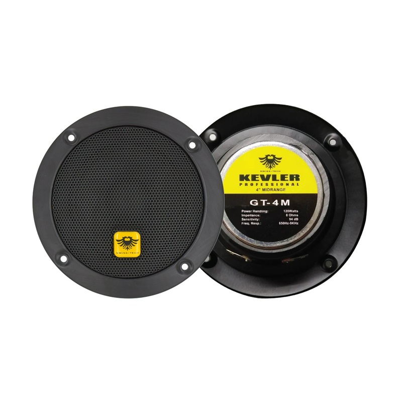 KEVLER GT-4M 120W Speaker Driver with 4 Cone Midrange, 8 Ohms Impedance, 94dB Sensitivity and 650Hz-9KHz Frequency Response