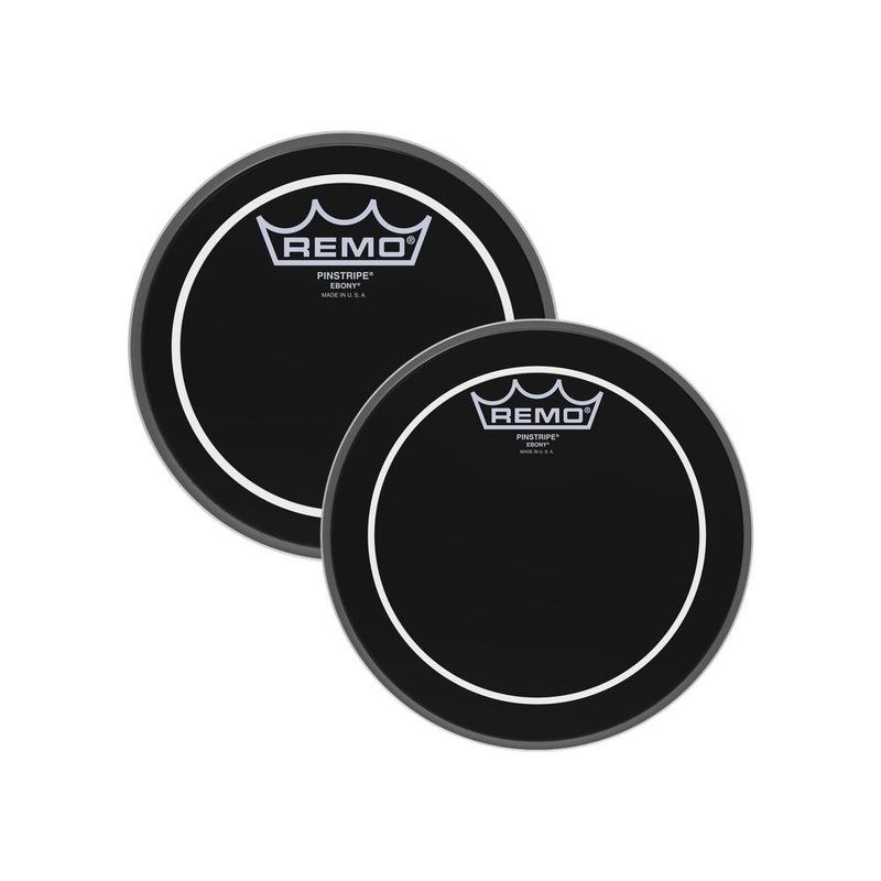 Remo 6 / 8 Pinstripe Ebony Batter Drum Head with Low End Tones, Sustain and Overtone Controlled Attack for Toms and Snare Drums (Black)
