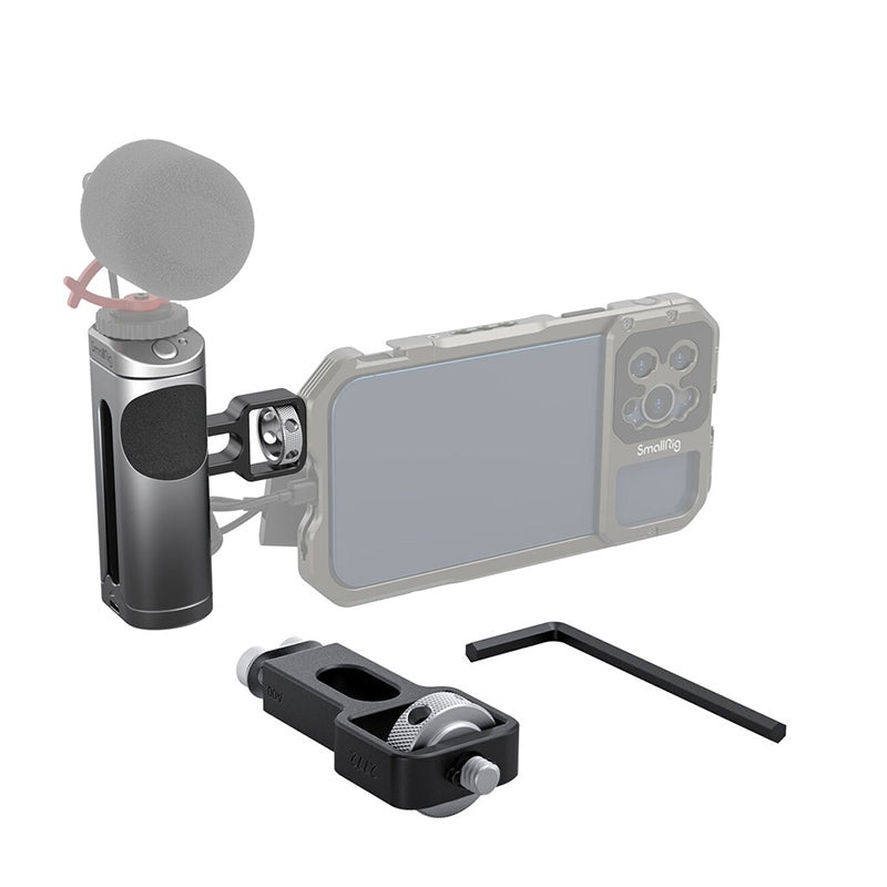 [CLEARANCE] SmallRig Smartphone Side Handle with Built-In Wireless Shutter Remote, Flexible Up/Down Adjustment, 1/4-20 Case or Cage Connection and Top Cold Shoe Mount for Professional Shooting | 3838