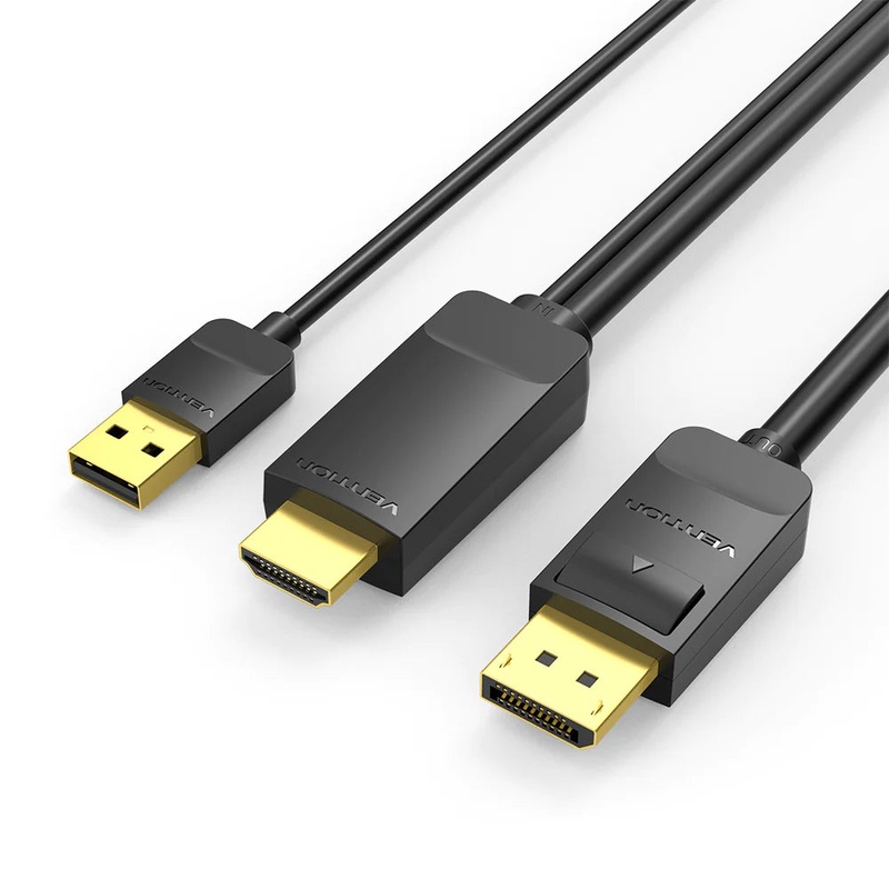 [CLEARANCE] Vention 4K 60Hz USB-A and HDMI-A Male to DP DisplayPort Male Unidirectional Display Adapter Cable with 18Gbps Data Transmission Speed for PC Laptop and Consoles (2m)