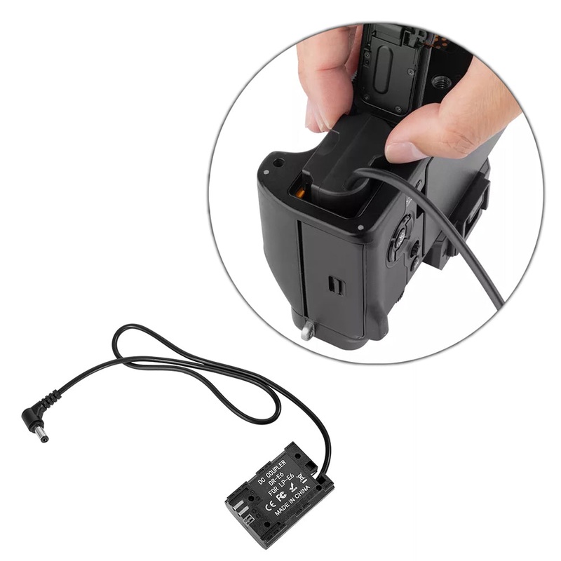 SmallRig 5.5/2.1mm DC Power Male Connector to LP-E6 Dummy Battery Charging Cable for NP-F Battery Plate & LP-E6 Battery-Powered Cameras 2919