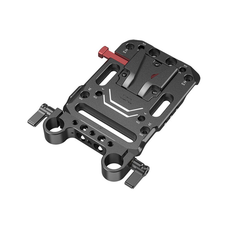 SmallRig Lightweight Aluminum V-Lock Camera Battery Plate with 15mm LWS Rod Clamp Bracket and Locking Levers, 1/4-20, M3, M4 & Arri-Style Threads and Quick Release Locking Mount 3016