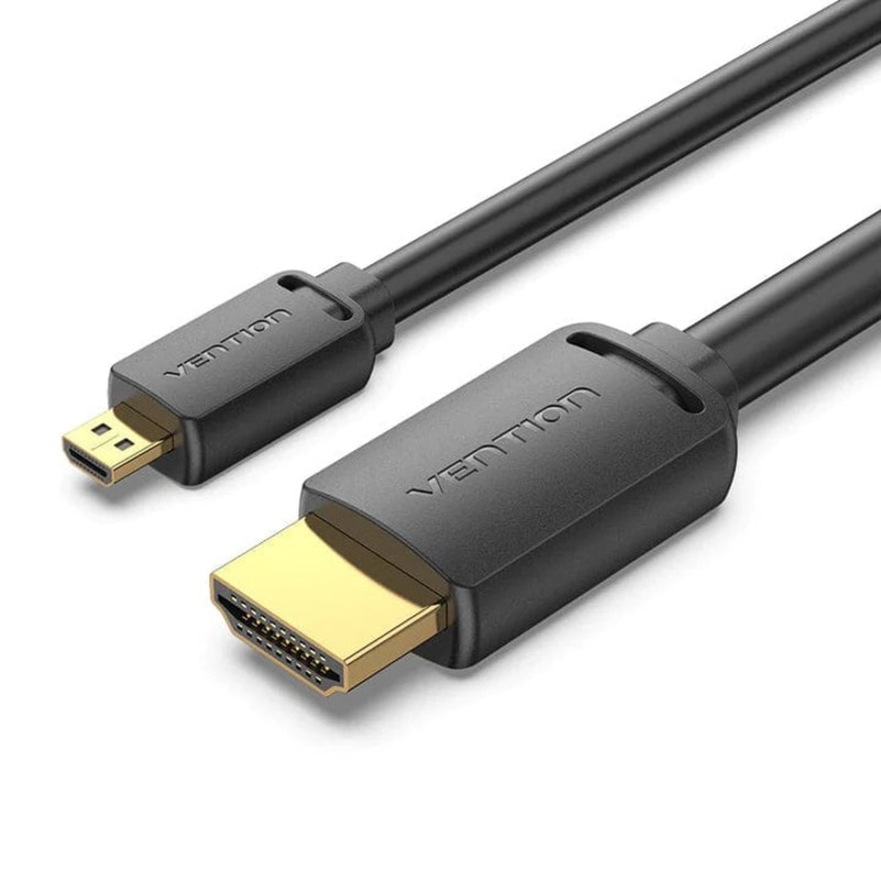 Vention 4K UHD 60Hz Micro HDMI to HDMI 2.0 Bidirectional Cable with HDR Support, 18 Gbps Bandwidth and Gold Plated Contacts for PC, Cameras, and Consoles (1.5 Meters) | AGIBG
