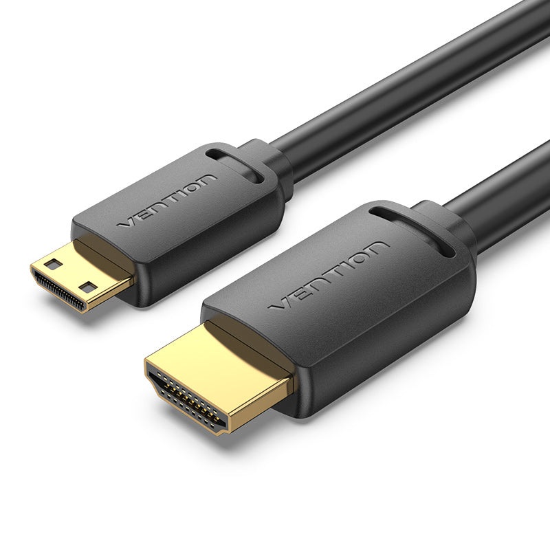 Vention 4K UHD 60Hz Mini HDMI-C to HDMI-A Male 2.0 2-Meter Bidirectional Video Cable with HDR Support, 18 Gbps Bandwidth and Gold Plated Contacts for PC, Cameras, and Consoles | AGHBH