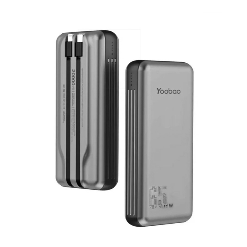 Yoobao LC6 65W 20000mAh Portable Powerbank PD20W Power Delivery Quick Charge with Built-in 22.5W Two-Way Type C and Lightning Cable | LC6-65W
